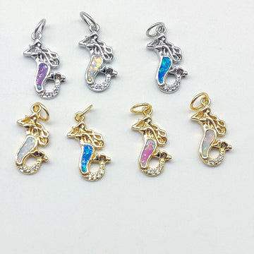 Tiny Mermaid Charms, Gold Silver CZ Micro Pave Pendants for Bracelets, Earrings